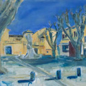 <i>Place de la Libration 24 Aout 1944</i> 2020. Oil on board framed in oak. 33.5x 43 cm