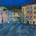 <i>Place Jules Lisnard</i> 2020. Oil on board framed in oak. 33.5x 43 cm