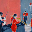 <i>Harmonie Fanfare Nioise</i>  2020. Oil on board framed in oak. 33.5x 43 cm
