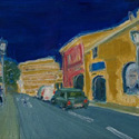 <i>Election time Vallauris</i> 2020. Oil on board framed in oak. 18 x  24 cm