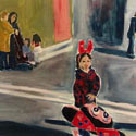 <i>Deflated</i> 2020. Oil on board framed in raw oak. 63 x 93.5 cm