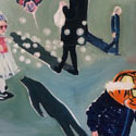 <i>Princess Bubble and Tigerhead</i> 2020. Oil on canvas framed in raw oak. 63 x 93.5 cm