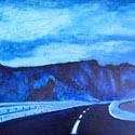 <i>Road #9 (Spain)</i> 2019, oil on board, 42.5 x 62.5
