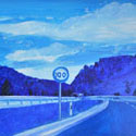<i>Road #7 (Spain)</i> 2019, oil on board, 42.5 x 62.5