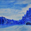 <i>Road #5 (Spain)</i> 2019, oil on board, 42.5 x 62.5