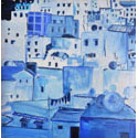 <i>Satellite of Love Chefchaouen</i> 2018, oil on board, 69 x 66