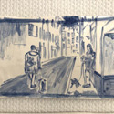<i>Two Dogs Avenue de Cannes</i> 2020. Ceramic . 16.5 x 29 cm 