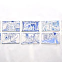 Ceramic hand painted tiles 1-10,Vallauris, 2020. Each tile 16.5 x 29 cm