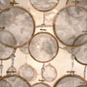 <i>Daydream, Clusters 1-10</i>, 1999. CCP, embroidery looms, printed chiffon, fishing tackle, magnifying glass. Dimensions variable