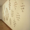 <i>Dreamscape</i>, 1999-2000, installation view. Ian Potter Museum of Art. glass, embroidery looms, fishing tackle, photographs, watercolour, printed lenses, crystal beads, printed chiffon. Dimensions variable