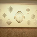 <i>Dreamscape</i>, 1999-2000, installation view. Ian Potter Museum of Art. glass, embroidery looms, fishing tackle, photographs, watercolour, printed lenses, crystal beads, printed chiffon. Dimensions variable