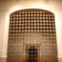 <i>Clouding</i>, 1999. Linden Contemporary Art Space. embroidery looms, fishing tackle, crystal beads, printed chiffon