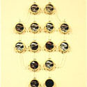 <i>Dreamscape</i>, Chandelier detail, 1999-2000, installation view. Ian Potter Museum of Art. glass, embroidery looms, fishing tackle, photographs, watercolour, printed lenses, crystal beads, printed chiffon. Dimensions variable