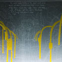 <i>Storyboard #96, 2008</i>. Linden Centre for Contemporary Arts. Etched glass, vinyl, timber, flouro lighting