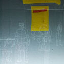 <i>Storyboard #96, 2008</i>. Linden Centre for Contemporary Arts. Etched glass, vinyl, timber, flouro lighting