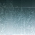<i>Storyboard #96, 2008</i>. Linden Centre for Contemporary Arts. Etched glass, vinyl, timber, flouro lighting