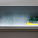 <i>Storyboard #96, 2008</i>. Linden Centre for Contemporary Arts. Etched glass, vinyl, timber, flouro lighting