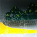<i>Storyboard #96, 2008</i>. Linden Centre for Contemporary Arts. Etched glass, vinyl, timber, flouro lighting
