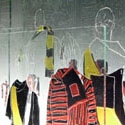 <i>Brunton Avenue (Dreamtime Match)<i>, 2007-2009. Etched glass, vinyl, timber, flouro lights