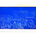 <i>Snapshot, Sala Montjuic, El Apartamento</i>, 2006. Red Gallery. Etched glass, aluminium, 30x 50 x 8cm