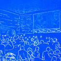 <i>Snapshot, Sala Montjuic, El Apartamento</i>, 2006 detail. Red Gallery. Etched glass, aluminium, 30x 50 x 8cm
