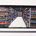 <i>Monoprix</i>, 2001. Cit Internationale des Arts and Mass Gallery. Etched glass, enamel paint, timber, 30 x 50 x 5cm