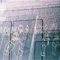 <i>Souvenir, La Patinoire de l'Htel de Ville</i>, 2002, detail. Mass Gallery. Etched glass, aluminium