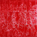<i>Snapshot, Collins Street (After Bracks)</i>, 2006 detail. Red Gallery. Etched glass, aluminium, 50 x 50 x8cm