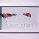 <i>Chtelet</i>, 2001. Cit Internationale des Arts and Mass Gallery. Etched glass, enamel paint, timber, 30 x 50 x 5cm