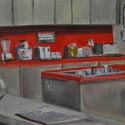 <i>BRADYS Interior #3</i>, 2015. oil on masonite board, 47cm h x 61cm w