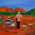 <i>Many heads and the knitting ladies</i>, 2015. oil on belgium linen, 62cm h x 81cm w