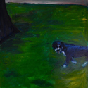 <i>Rosie in Edinburgh Gardens #1</i>, 2015. oil on masonite board, 61cm h x 47cm w