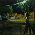 <i>Iso walks night scape North Fitzroy</i> 2020. Oil on board. 43.5 x  60 .5 cm