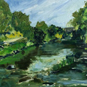<i>Merri Creek Towards High St Bridge</i>  2020. Oil on board. 23 x 28 cm