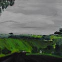 <i>Road between Leongatha to Korumburra</i>, 2015. oil on masonite board, 47cm h x 61cm w