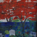 <i>Front garden Clauscen</i> 2015. oil on masonite board, 61cm h x 41cm w