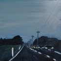 <i>Night Road Cats Eyes Eastern Freeway #1</i>, 2016. oil on masonite board, 47cm h x 61cm w