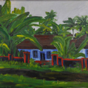 <i>Kumarakom Kerala school house</i> 2016. oil on masonite board, 47 cm h x 61cm w