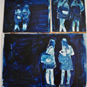 <i>Harajuku,school girls</i>, 2006. oil on board x 3, 50 x 50 cm 