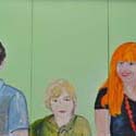<i>Family</i>, 2013. Oil and enamel, 1480 x 820 x 40 mm (triptich)