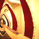 <i>Enclosure</i>,1994-95 detail. First Draft, plastic, parafin, perspex, lead, velvet, steel cable