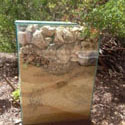 <i>Diamond Bay Tank</i> (for Celia and Hirsh), 2002. Collaboration with Ben Morieson. glass tank, Moonah tree, sand, rock, steel. 1250 x 800x 150mm