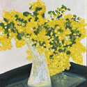 <i>Wattle in crystal </i> 2023 - 2025. Oil on board framed in oak
36 x 23 cm